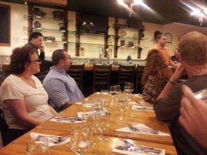 Chris Bivins, Head Brewer at White Street Brewing Company explain the first beer that will accompany the first course. Beer Dinner